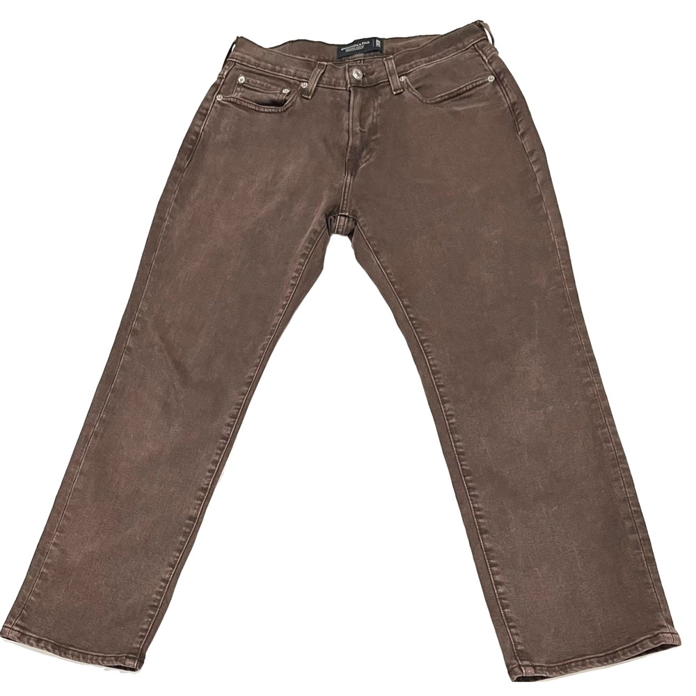 Abercrombie & Fitch Mens 29x30 Signature Stretch Athletic Straight Brown Jeans - Picture 1 of 7